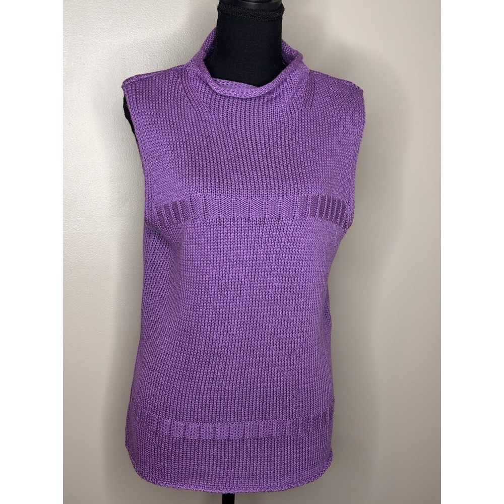 J. Khaki Women's Purple Sleeveless Sweater Vest Size Large
